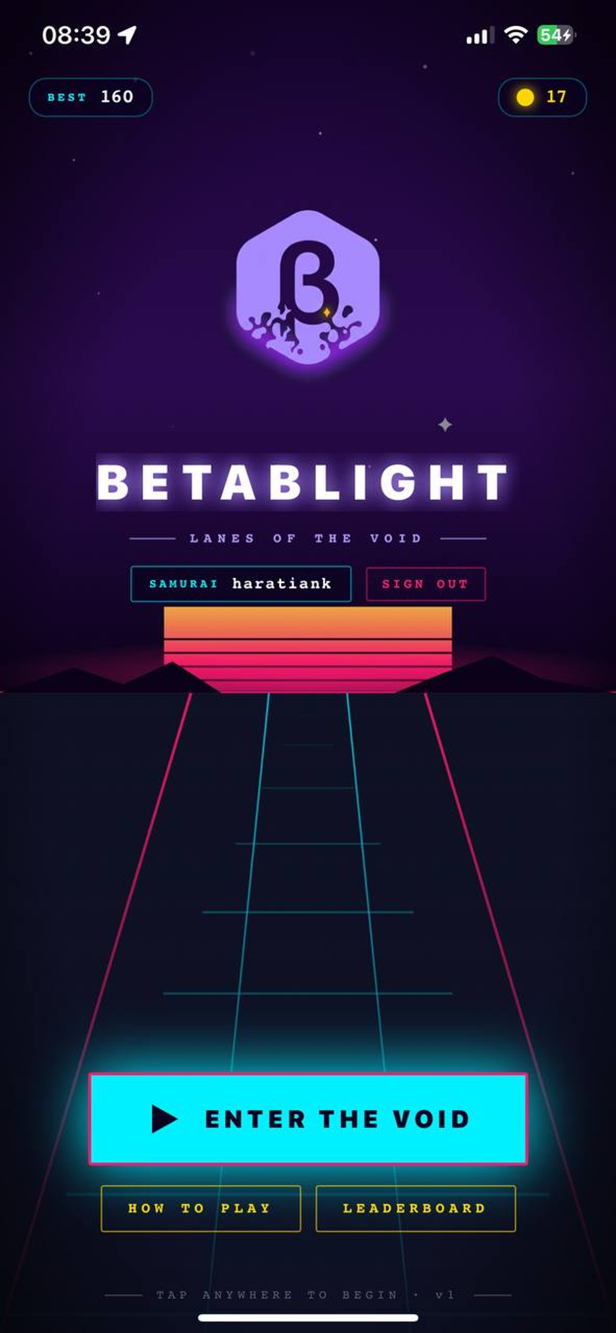 Betablight menu